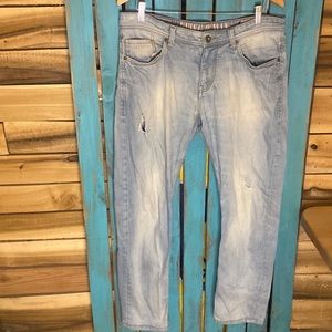Being Human skinny jeans size 35x30 (tag says 34x34) light wash distressed